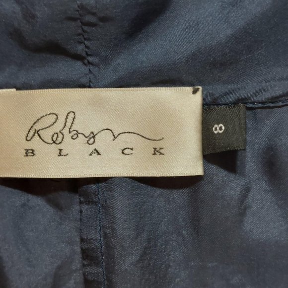 Robyn Black Navy Silk Boho Dress - Size 8 - Picture 3 of 4